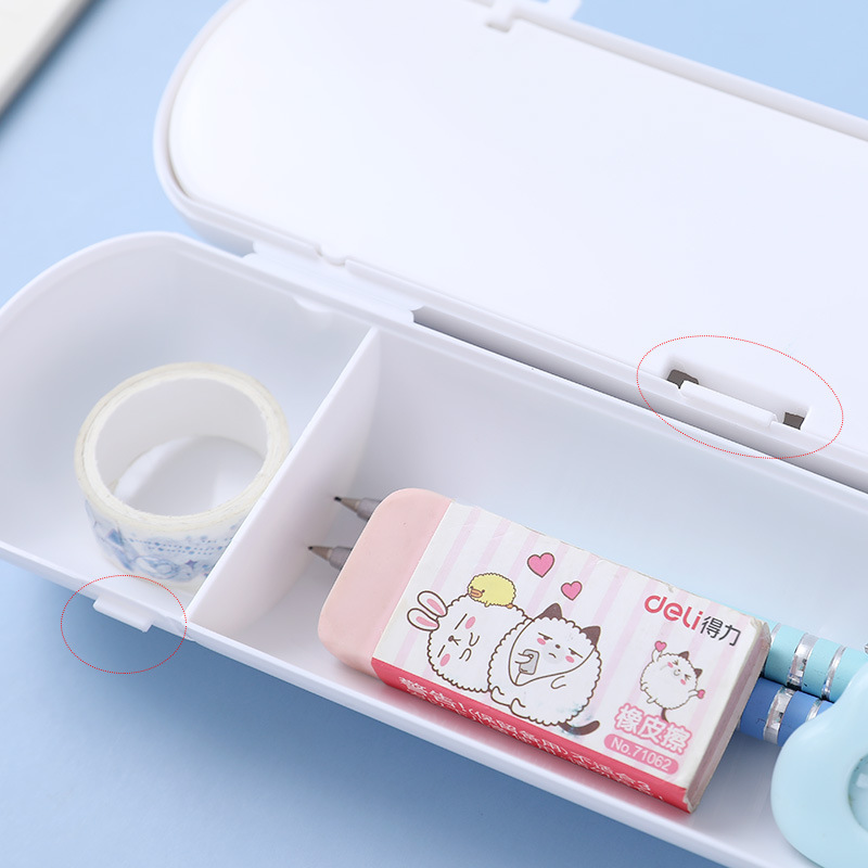 round Plastic Pencil-Box Large Capacity Double Layer Pencil Case Student School Supplies Multifunctional Pencil Case Pencil Case Simple Pencil Case