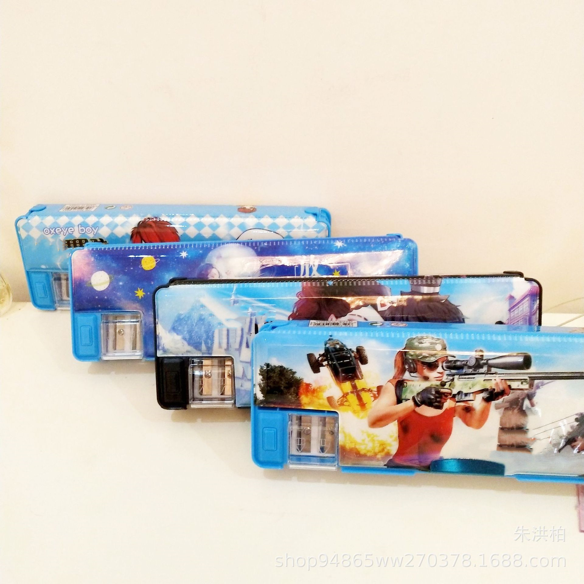 Double-Sided Plastic Pencil-Box for Primary and Secondary School Students Pencil Box Double Open with Double Holes Pencil Sharpener Gift Stationery Wholesale