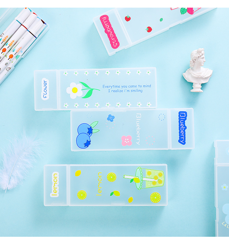 Yilan Creative New Stationery Box Simple Storage Pencil Case Plastic Pencil-Box Cartoon Young Girl Heart Pencil Box Pencil Case Stationery