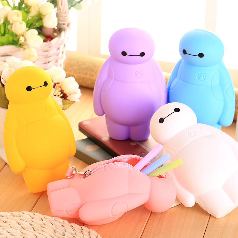 Cute student great white pencil bag Japan and South Korea creative stationery white silicone simple cartoon pen box school supplies