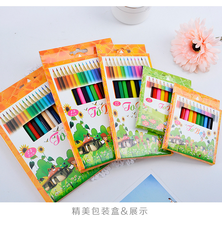 Color Pencil Short 12 Color Children Environmental Protection Drawing and Painting Pencil Stationery Wholesale Foreign Trade