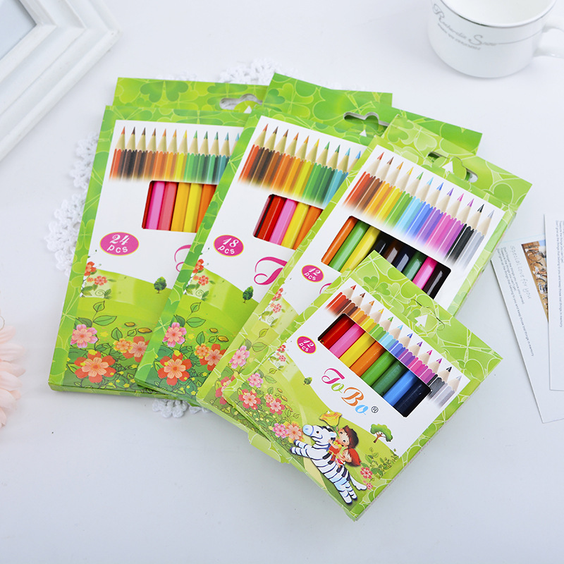 Color Pencil Short 12 Color Children Environmental Protection Drawing and Painting Pencil Stationery Wholesale Foreign Trade