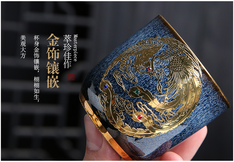 Dragon Phoenix Couple Cups Kiln Baked Master Cup Tianmu Rabbit Hair Writing Brush Large Single Cup Pu'er Kung Fu Tea Cup Dragon Phoenix Couple Cups Kiln Baked Master Cup Tianmu Rabbit Hair Writing Brush Large Single Cup Pu'er Kung Fu Tea Cup
