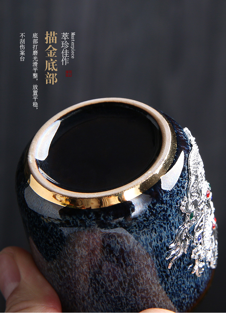 Dragon Phoenix Couple Cups Kiln Baked Master Cup Tianmu Rabbit Hair Writing Brush Large Single Cup Pu'er Kung Fu Tea Cup Dragon Phoenix Couple Cups Kiln Baked Master Cup Tianmu Rabbit Hair Writing Brush Large Single Cup Pu'er Kung Fu Tea Cup