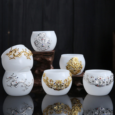 Dragon Phoenix Couple Cups Kiln Baked Master Cup Tianmu Rabbit Hair Writing Brush Large Single Cup Pu'er Kung Fu Tea Cup Dragon Phoenix Couple Cups Kiln Baked Master Cup Tianmu Rabbit Hair Writing Brush Large Single Cup Pu'er Kung Fu Tea Cup