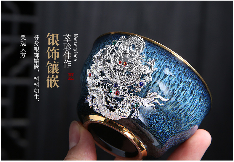 Dragon Phoenix Couple Cups Kiln Baked Master Cup Tianmu Rabbit Hair Writing Brush Large Single Cup Pu'er Kung Fu Tea Cup Dragon Phoenix Couple Cups Kiln Baked Master Cup Tianmu Rabbit Hair Writing Brush Large Single Cup Pu'er Kung Fu Tea Cup
