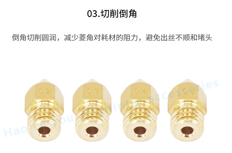  3D Printer Accessory Print Head Mk8 Pointed Brass Nozzle with Lettering MakerBot
