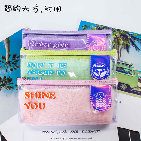 Jin Shangri - la department pen bag getting simple Ins lovely large capacity writing case high appearance level of primary school plush pen bag