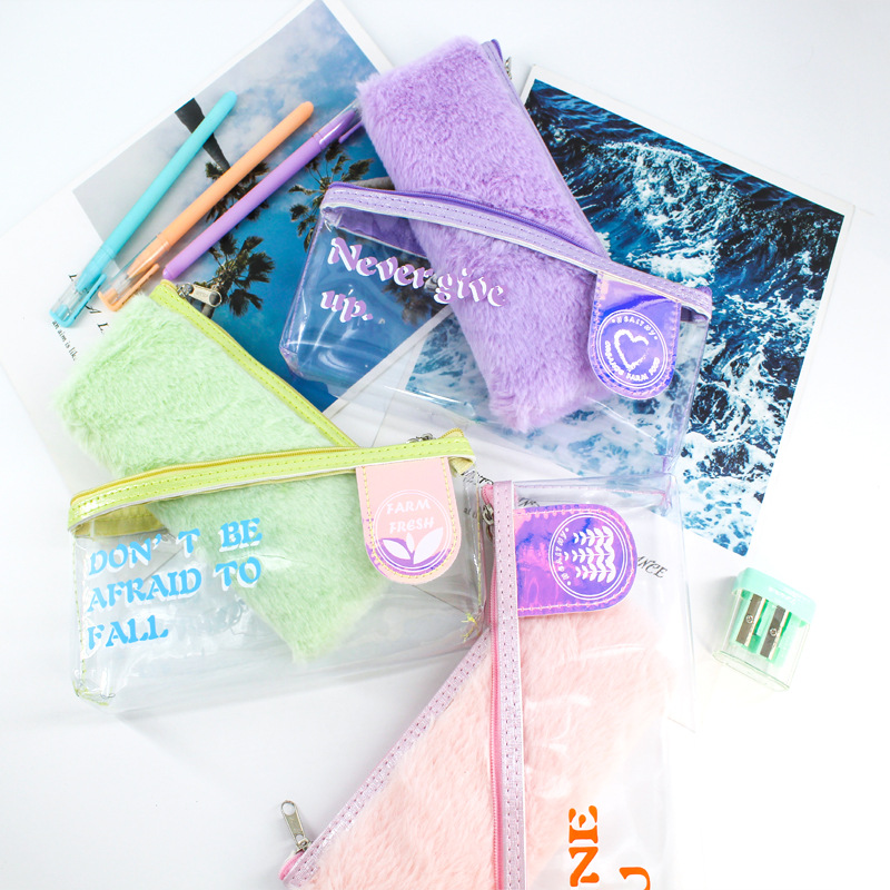 Jin Shangri - la department pen bag getting simple Ins lovely large capacity writing case high appearance level of primary school plush pen bag Jin Shangri - la department pen bag getting simple Ins lovely large capacity writing case high appearance level of primary school plush pen bag