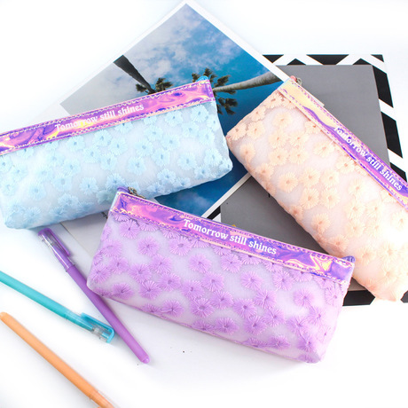 Jinshang Japanese Series Pen bag 6427 Large capacity primary and secondary school students PVC pen bag features beautiful grain