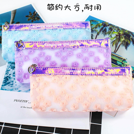 Jinshang Japanese Series Pen bag 6427 Large capacity primary and secondary school students PVC pen bag features beautiful grain