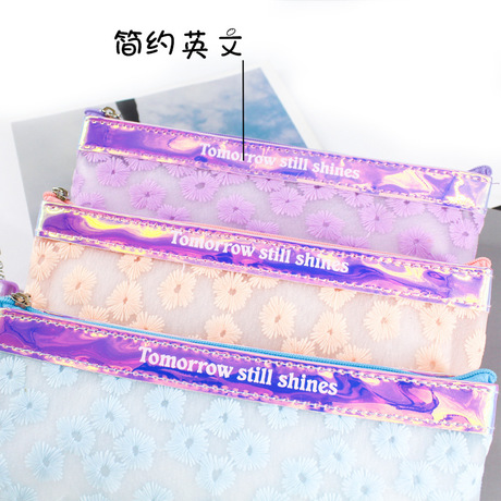 Jinshang Japanese Series Pen bag 6427 Large capacity primary and secondary school students PVC pen bag features beautiful grain