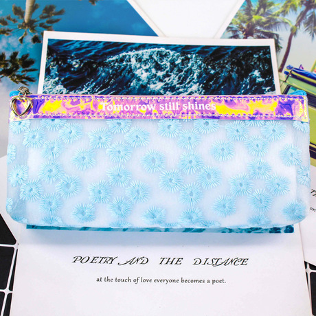 Jinshang Japanese Series Pen bag 6427 Large capacity primary and secondary school students PVC pen bag features beautiful grain