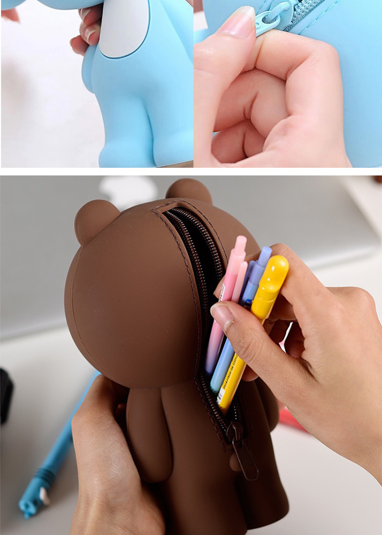 South Korea creative cartoon pen bag silicone creative cartoon pen bag large capacity children's writing case storage box custom South Korea creative cartoon pen bag silicone creative cartoon pen bag large capacity children's writing case storage box custom