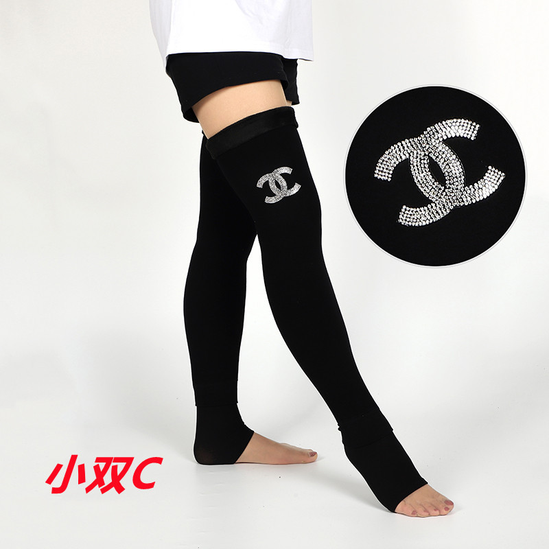 Autumn and Winter Cotton Fleece-Lined Thick below the Knees Stockings Women's Warm Kneecap Support Hosiery Step-on Thigh High Socks Lengthened