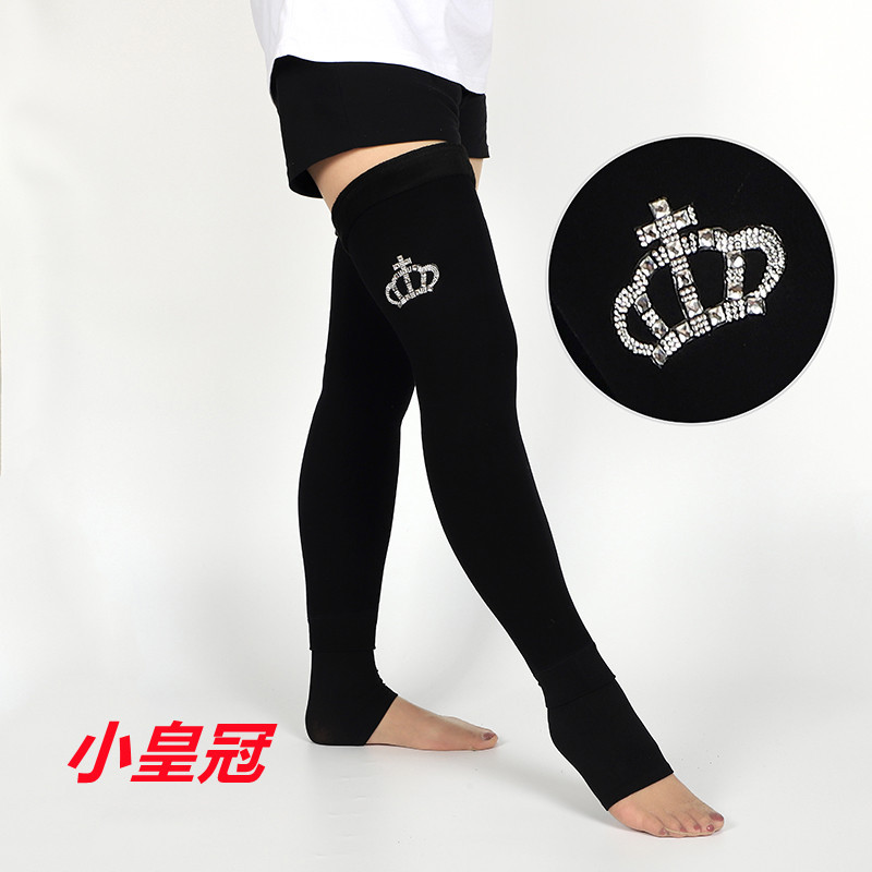 Autumn and Winter Cotton Fleece-Lined Thick below the Knees Stockings Women's Warm Kneecap Support Hosiery Step-on Thigh High Socks Lengthened