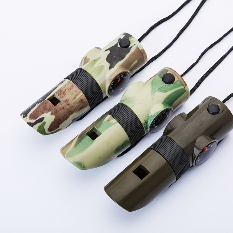 Factory Direct Supply Compass Thermometer Seven-in-One Multifunctional Survival Whistle Outdoor Emergency Life-Saving with Emergency Kit