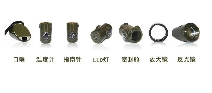 Factory Direct Supply Compass Thermometer Seven-in-One Multifunctional Survival Whistle Outdoor Emergency Life-Saving with Emergency Kit Factory Direct Supply Compass Thermometer Seven-in-One Multifunctional Survival Whistle Outdoor Emergency Life-Saving with Emergency Kit