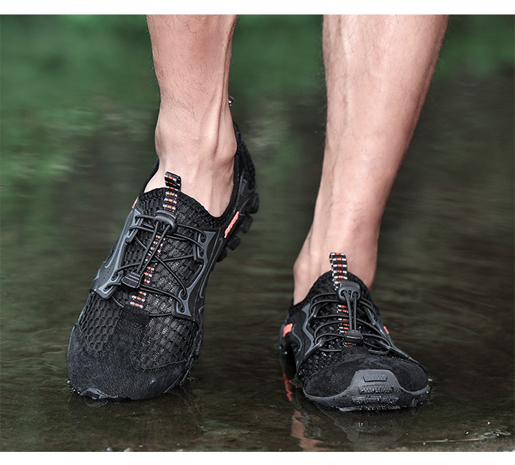 Men's Shoes Summer Breathable Mesh Hiking Shoes Fashion Wading Shoes Stitching Mesh Casual Travel Shoes Outdoor Stream Trekking Shoes