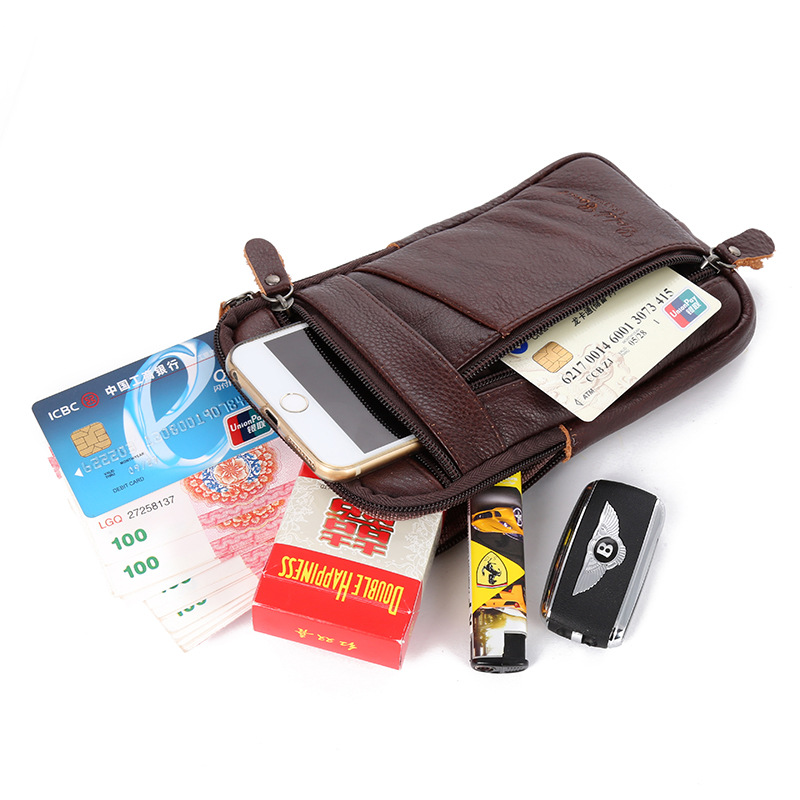 Leather Pocket Men's Mobile Phone Bag Wear Belt Outdoor Sports One-Shoulder Small Bag Business Waist Bag for Collecting Money Factory Wholesale Leather Pocket Men's Mobile Phone Bag Wear Belt Outdoor Sports One-Shoulder Small Bag Business Waist Bag for Collecting Money Factory Wholesale