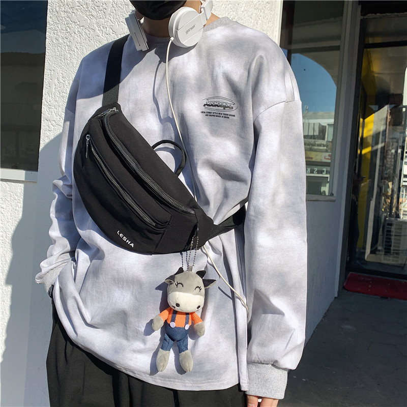 Men&#039;s Versatile Casual Chest Bag Simple Ins Waist Bag Japanese Style Small Shoulder Bag for Women Trendy OneShoulder Bag