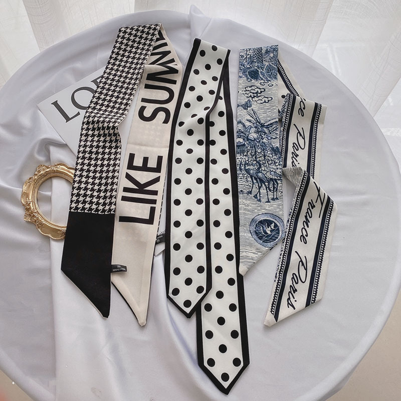 Small Long Silk Scarf for Women Spring and Autumn Fashionable Arm Bag Ribbon Versatile Korean Small Scarf Headband Hair Band Scarf Small Long Silk Scarf for Women Spring and Autumn Fashionable Arm Bag Ribbon Versatile Korean Small Scarf Headband Hair Band Scarf