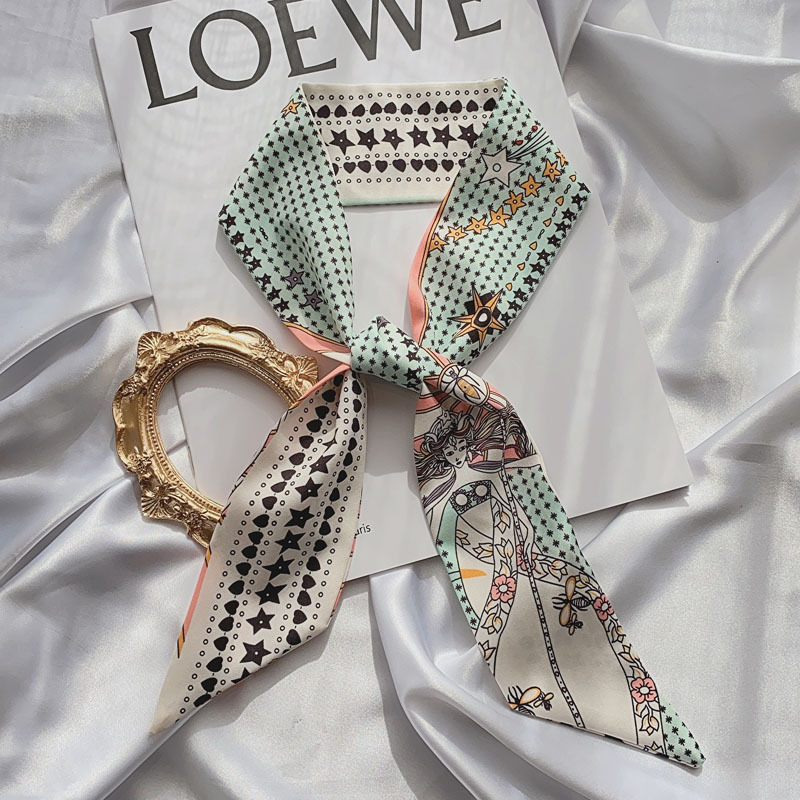 Small Long Silk Scarf for Women Spring and Autumn Fashionable Arm Bag Ribbon Versatile Korean Small Scarf Headband Hair Band Scarf Small Long Silk Scarf for Women Spring and Autumn Fashionable Arm Bag Ribbon Versatile Korean Small Scarf Headband Hair Band Scarf