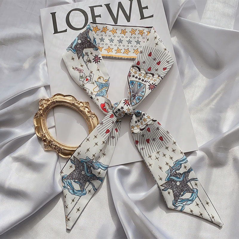 Small Long Silk Scarf for Women Spring and Autumn Fashionable Arm Bag Ribbon Versatile Korean Small Scarf Headband Hair Band Scarf Small Long Silk Scarf for Women Spring and Autumn Fashionable Arm Bag Ribbon Versatile Korean Small Scarf Headband Hair Band Scarf