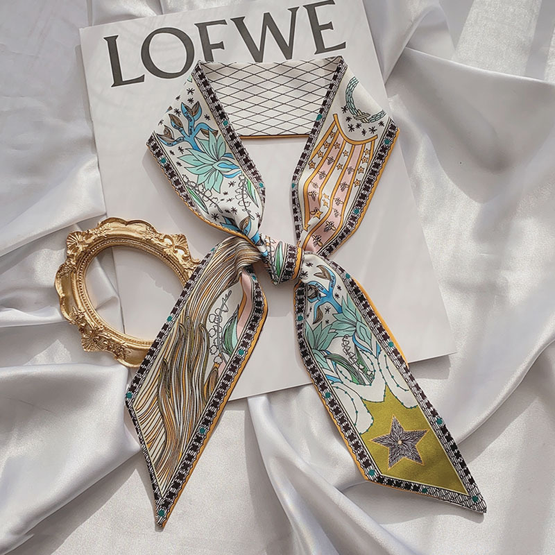 Small Long Silk Scarf for Women Spring and Autumn Fashionable Arm Bag Ribbon Versatile Korean Small Scarf Headband Hair Band Scarf Small Long Silk Scarf for Women Spring and Autumn Fashionable Arm Bag Ribbon Versatile Korean Small Scarf Headband Hair Band Scarf