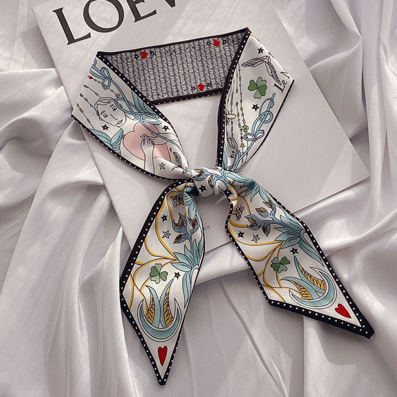 Small Long Silk Scarf for Women Spring and Autumn Fashionable Arm Bag Ribbon Versatile Korean Small Scarf Headband Hair Band Scarf Small Long Silk Scarf for Women Spring and Autumn Fashionable Arm Bag Ribbon Versatile Korean Small Scarf Headband Hair Band Scarf