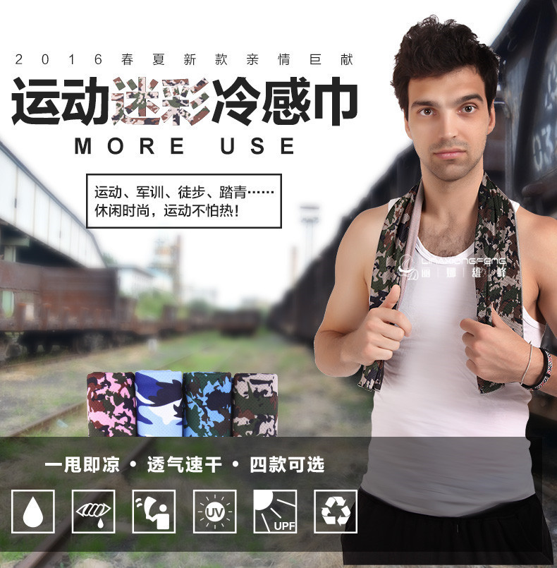 Factory Direct Sales Camouflage Cold Feeling Towel Sports Hood Ice-Cold Towel Summer Cooling Artifact Quick-Drying Towel Can Be Customized