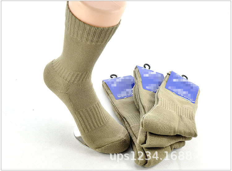 Outdoor Cold Protection Thickened Ammunition Stockings Autumn and Winter Mid-Calf Towel Bottom Sports Sweat-Absorbent Ammunition Stockings Solid Color Breathable Blended Socks