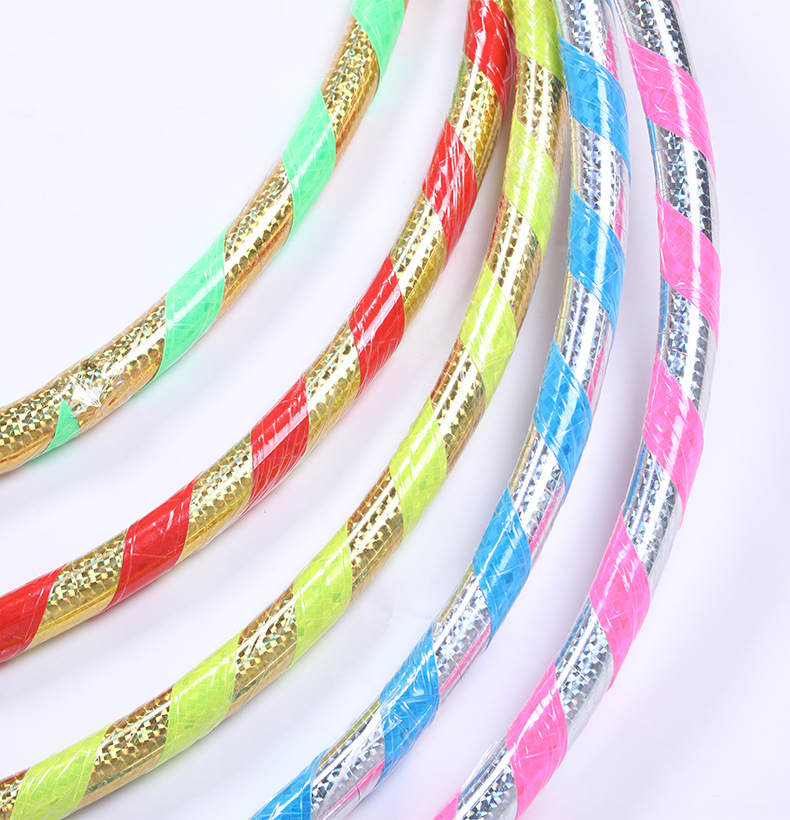 Factory Direct Sales 2.4cm Color Reflective Hula Hoop Plastic Tube Material Weight Loss Fitness Thin Sports Sports Equipment
