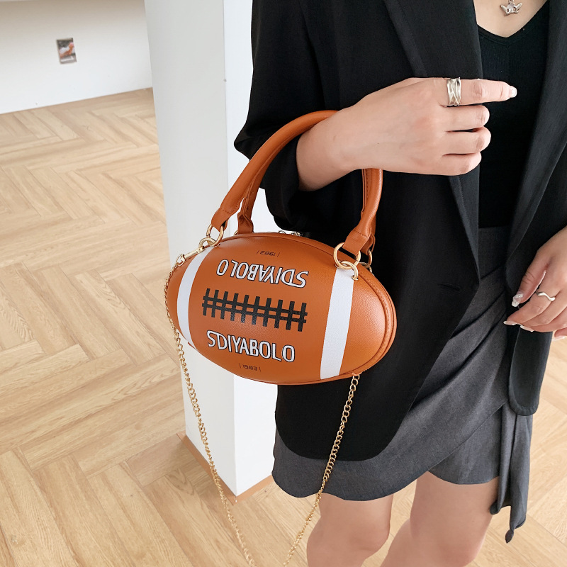 Funny Basketball Bag for Women 2021 New Popular Online Red Korean Style Personalized Creative One-Shoulder Crossbody Chain Rugby Bag
