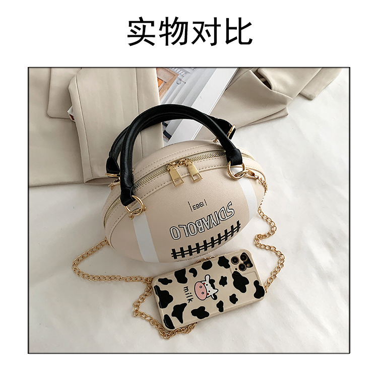 Funny Basketball Bag for Women 2021 New Popular Online Red Korean Style Personalized Creative One-Shoulder Crossbody Chain Rugby Bag