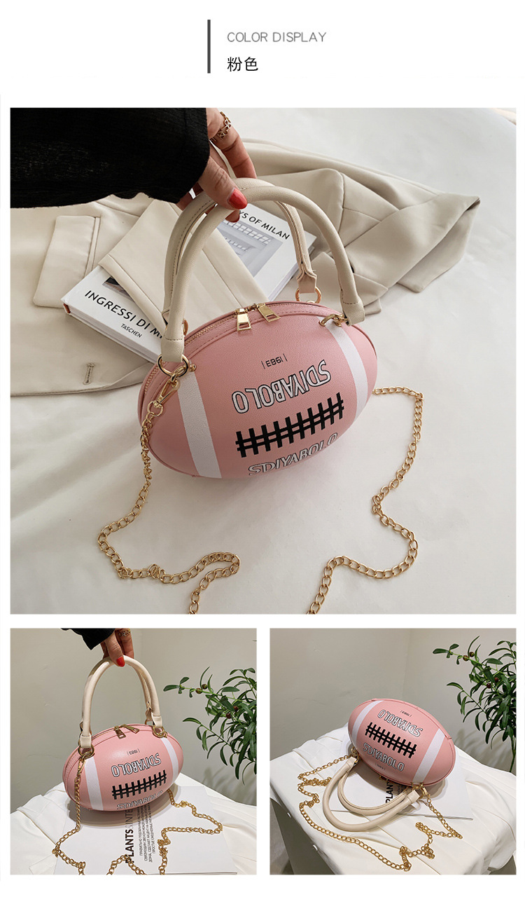Funny Basketball Bag for Women 2021 New Popular Online Red Korean Style Personalized Creative One-Shoulder Crossbody Chain Rugby Bag