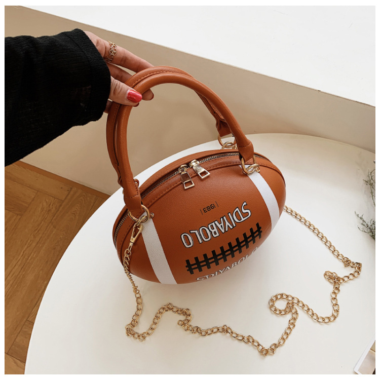 Funny Basketball Bag for Women 2021 New Popular Online Red Korean Style Personalized Creative One-Shoulder Crossbody Chain Rugby Bag
