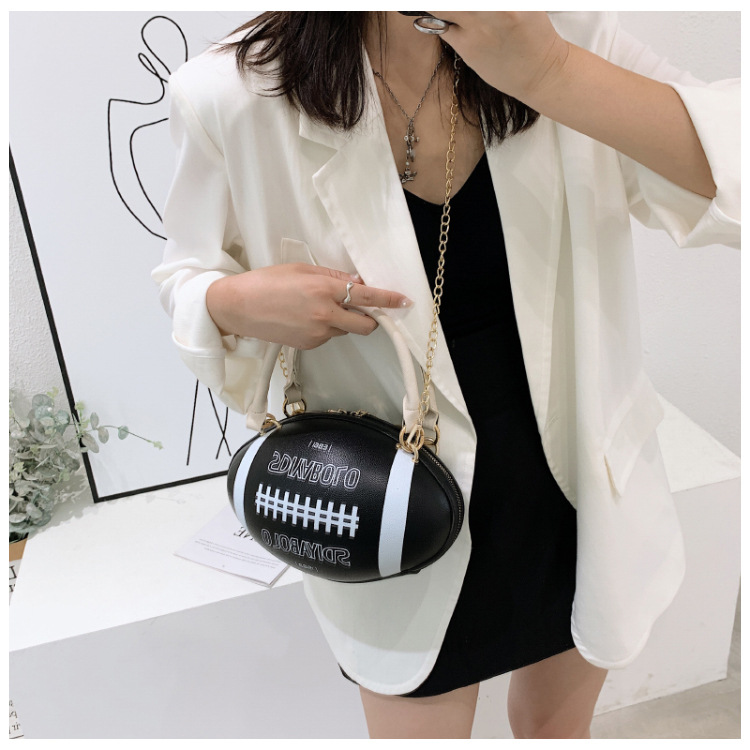 Funny Basketball Bag for Women 2021 New Popular Online Red Korean Style Personalized Creative One-Shoulder Crossbody Chain Rugby Bag