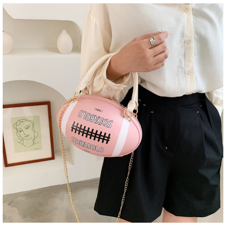 Funny Basketball Bag for Women 2021 New Popular Online Red Korean Style Personalized Creative One-Shoulder Crossbody Chain Rugby Bag