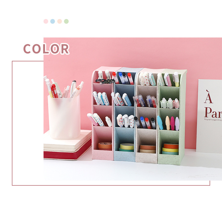 Inclined Pen Holder Office Women's Desktop Storage Box Desk Office Supplies Bucket Storage Rack Transparent Makeup Brush Can