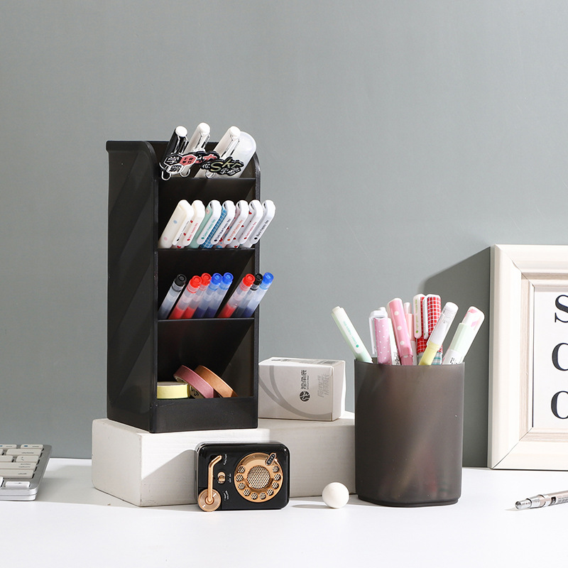 Inclined Pen Holder Office Women&#039;s Desktop Storage Box Desk Office Supplies Bucket Storage Rack Transparent Makeup Brush Can