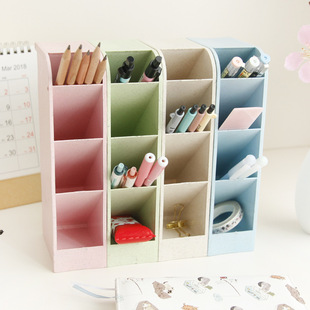 Inclined Pen Holder Office Women's Desktop Storage Box Desk Office Supplies Bucket Storage Rack Transparent Makeup Brush Can