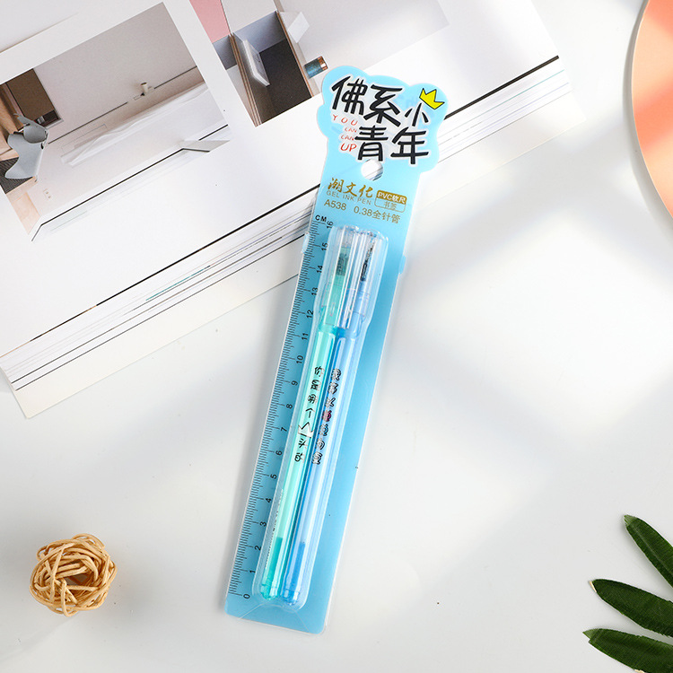 Aigo Lovers&#039; Neutral Pen 0.38mm Carbon Black Cartoon Student Quick-dry Signature Pen full needle Wholesale Office supplies