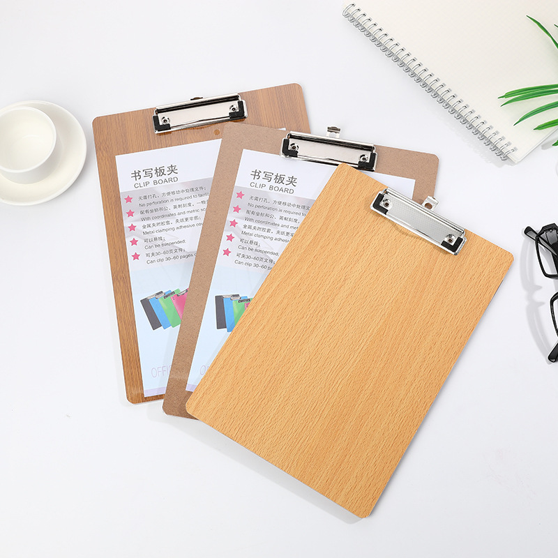 Office Supplies A4 Clip with Wooden Board File Folder Flat Clip Writing Book Base Plate Menu Thickened Hanging Factory Direct Selling Hot Sale Office Supplies A4 Clip with Wooden Board File Folder Flat Clip Writing Book Base Plate Menu Thickened Hanging Factory Direct Selling Hot Sale