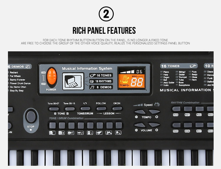 Children's Electronic Keyboard Musical Instrument 61-Key Multi-Function Studio Toy Gift Educational Piano with Power Supply Children's Electronic Keyboard Musical Instrument 61-Key Multi-Function Studio Toy Gift Educational Piano with Power Supply