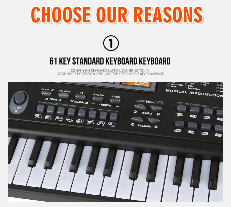 Children's Electronic Keyboard Musical Instrument 61-Key Multi-Function Studio Toy Gift Educational Piano with Power Supply Children's Electronic Keyboard Musical Instrument 61-Key Multi-Function Studio Toy Gift Educational Piano with Power Supply