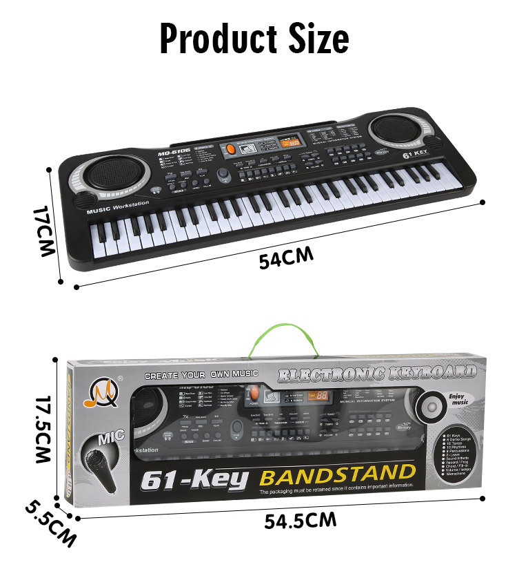 Children's Electronic Keyboard Musical Instrument 61-Key Multi-Function Studio Toy Gift Educational Piano with Power Supply Children's Electronic Keyboard Musical Instrument 61-Key Multi-Function Studio Toy Gift Educational Piano with Power Supply