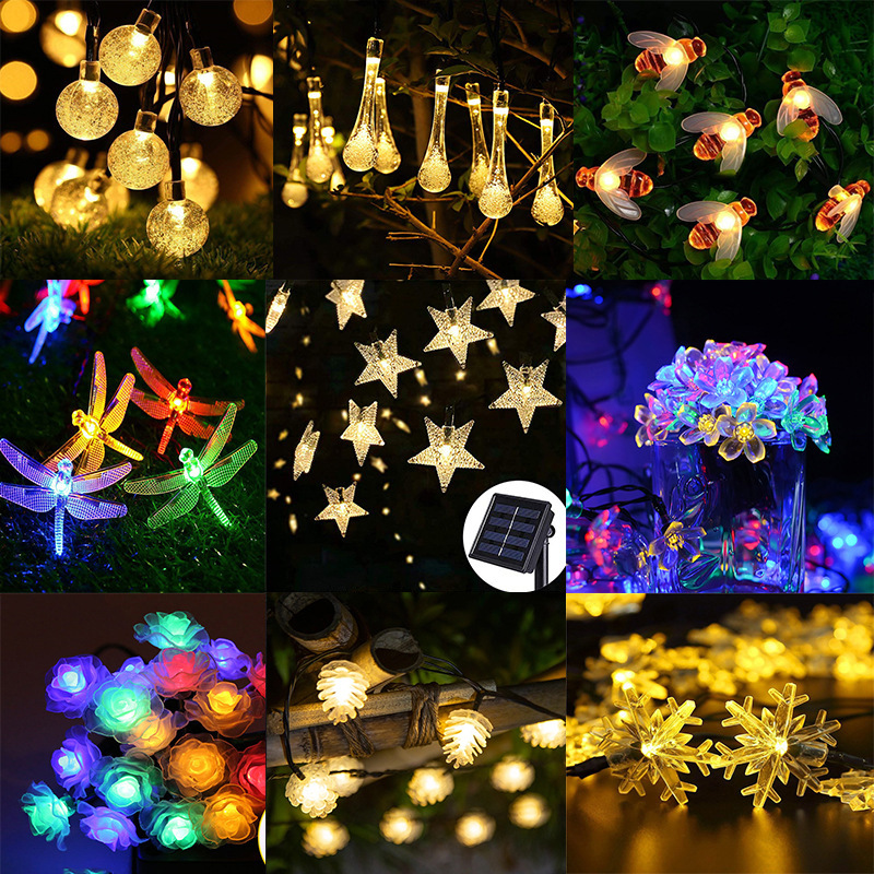 LED Solar String Lights Outdoor Waterproof String Courtyard Ornamental Festoon Lamp Lawn Garden Layout Christmas Holiday Lamp