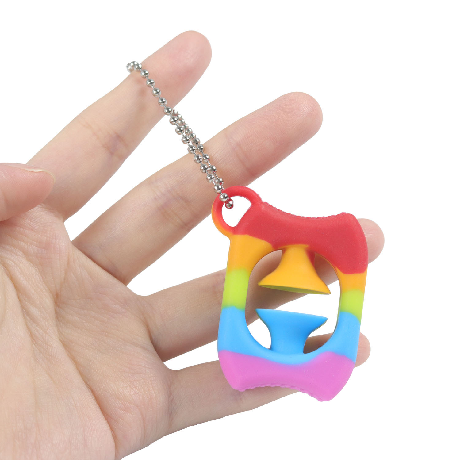 Factory Direct Supply Rainbow Silicone Hand-Muscle Developer Press Suction Cup Sound Decompression Decompression New Exotic Toy