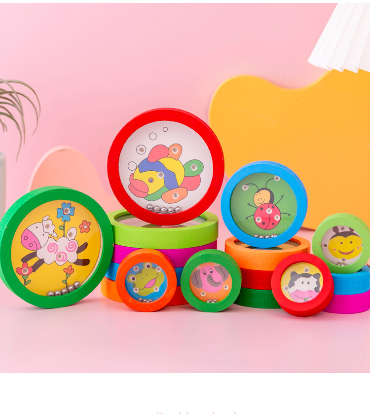 Wooden Cartoon Children's Puzzle Maze Balance Rolling Ball Hands-on Children's Small Toys Wholesale Students' Prize Gift Wooden Cartoon Children's Puzzle Maze Balance Rolling Ball Hands-on Children's Small Toys Wholesale Students' Prize Gift